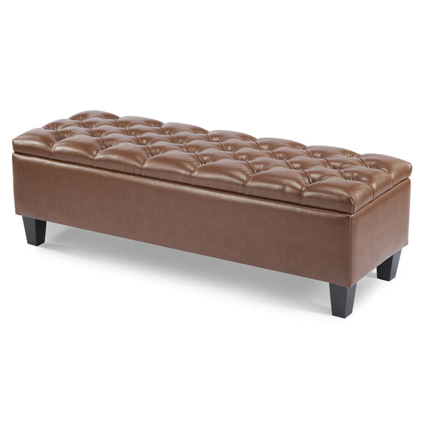 English Elm Christopher Knight Home® - Ottoman tufted storage bench with boucle cushion, diamond stitch elegance, soft-close lid, sturdy legs Brown N779P294331B