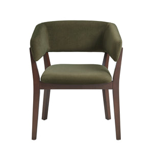 English Elm Blake Solid Beech Frame Faux Mohair Armchair with Sculptural Wraparound Backrest, Commercial Grade Comfort Green B365P397763