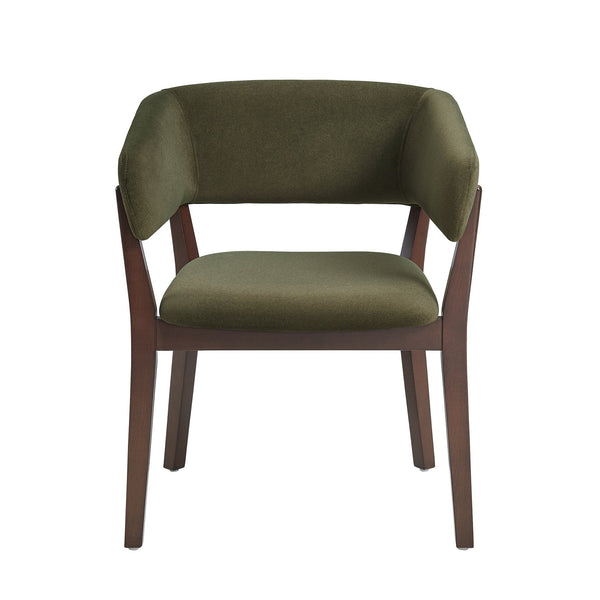 English Elm Blake Solid Beech Frame Faux Mohair Armchair with Sculptural Wraparound Backrest, Commercial Grade Comfort Green B365P397763