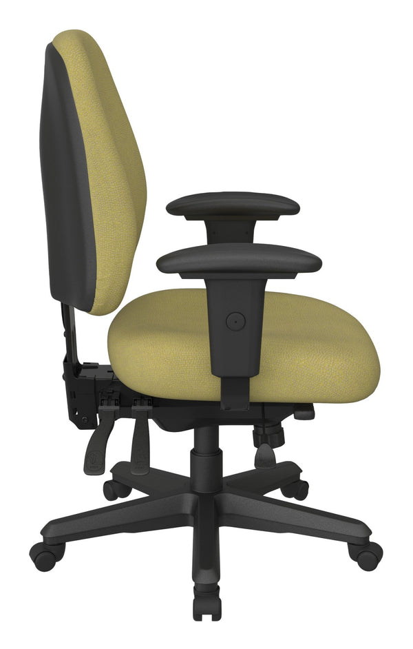 OSP Home Furnishings Ergonomics Chair Lumbar Support Adjustable Arms Greenguard Certified Padded Office Seat 43808-K010