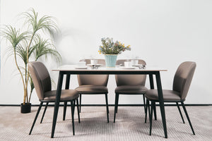 English Elm Modern Sintered Stone Rectangular Dining Table with Tapered Black Legs Seats Four W1911S00018