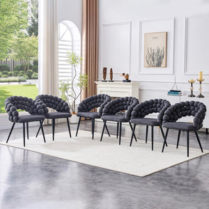 English Elm Set of 2 Velvet Bubble Back Dining Chairs with Sculptural Chain Backrest Glam Legs Black,Gray W1512P491847