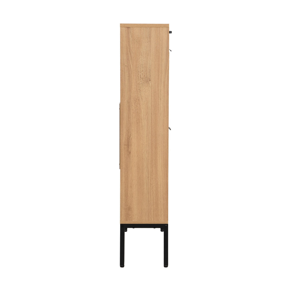 English Elm 16 Pair Large Shoe Storage Cabinet with Tilt Drawers for 12 Pairs, Slim Entryway Organizer, MDF Finish, Modern Design Oak W295P296430