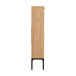English Elm 16 Pair Large Shoe Storage Cabinet with Tilt Drawers for 12 Pairs, Slim Entryway Organizer, MDF Finish, Modern Design Oak W295P296430