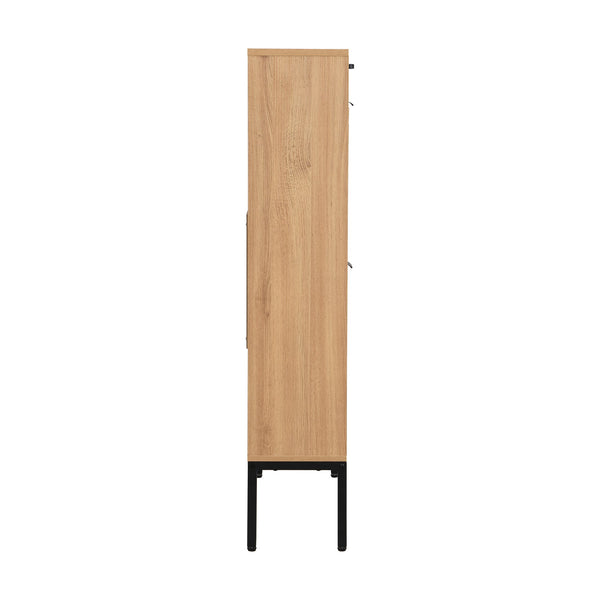 English Elm 16 Pair Large Shoe Storage Cabinet with Tilt Drawers for 12 Pairs, Slim Entryway Organizer, MDF Finish, Modern Design Oak W295P296430