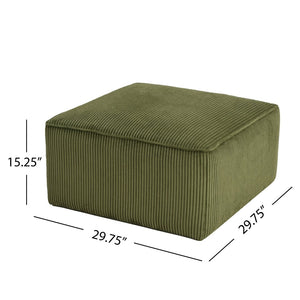 English Elm Upholstered Corduroy Square Ottoman with Pocket Coil Support for Living Room Use N757P180768E
