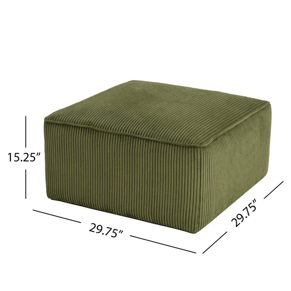 English Elm Upholstered Corduroy Square Ottoman with Pocket Coil Support for Living Room Use N757P180768E