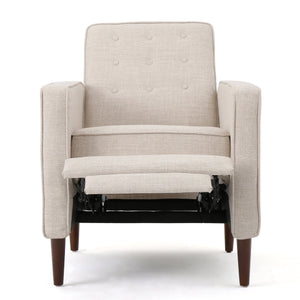 English Elm Christopher Knight Home® - Fabric Recliner Chair Mid-Century Modern Pushback Single Sofa with Tufted Cushion, Birch Legs, Cozy Comfort Wheat 60741.00WET