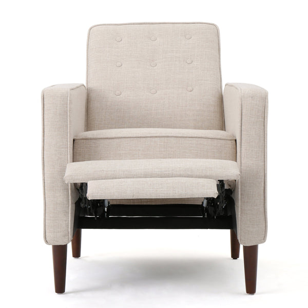 English Elm Christopher Knight Home® - Fabric Recliner Chair Mid-Century Modern Pushback Single Sofa with Tufted Cushion, Birch Legs, Cozy Comfort Wheat 60741.00WET