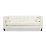 English Elm Jack 84" Modern Tuxedo Tufted Sofa, Cloud White Performance Velvet