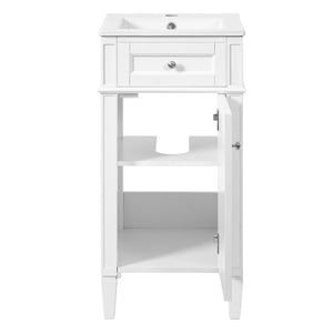 English Elm 16-inch French Style Freestanding Vanity Set with Ceramic Sink and Soft Close Cabinet White N710P405388K