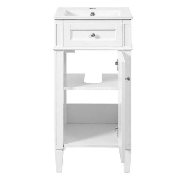 English Elm 16-inch French Style Freestanding Vanity Set with Ceramic Sink and Soft Close Cabinet White N710P405388K