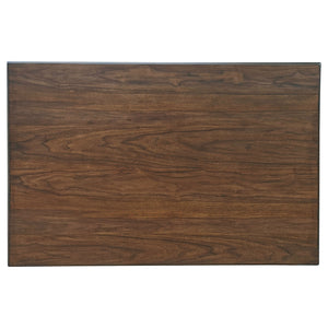 English Elm Ferrara Walnut Counter Height Table with 2 Drawers, Angled Legs, Shelves for Storage & Display (59.5"L) B062S01014
