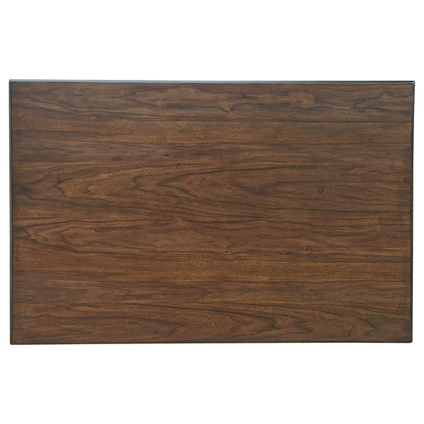 English Elm Ferrara Walnut Counter Height Table with 2 Drawers, Angled Legs, Shelves for Storage & Display (59.5"L) B062S01014