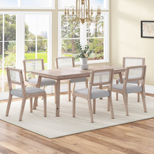 English Elm Wood Dining Chairs Set Of 2, Chic Modern Farmhouse Seating With Sturdy Frame & Soft Beige Linen Upholstery N842P300886A-GIGA