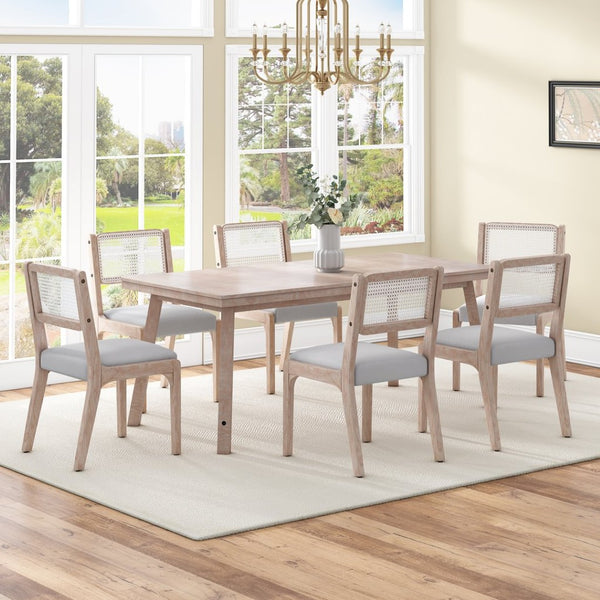 English Elm Wood Dining Chairs Set Of 2, Chic Modern Farmhouse Seating With Sturdy Frame & Soft Beige Linen Upholstery N842P300886A-GIGA