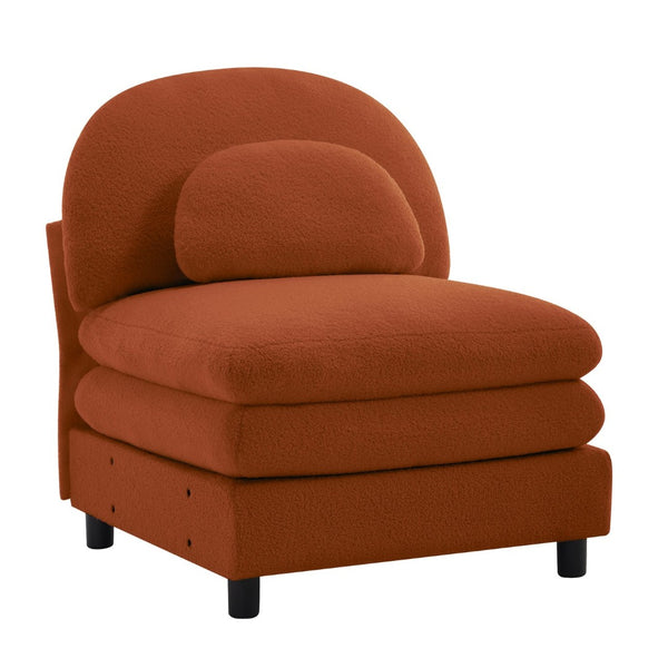 English Elm Vitoria Curved Modular Sofa in Plush Teddy Fleece for Modern Living Rooms Orange W5656P454383