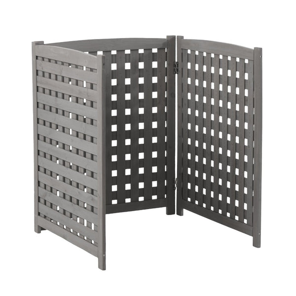 English Elm 3-panel Outdoor Slatted Wood Enclosure Screen for Ac Units Patios and Garden Areas Grey W2640P290523