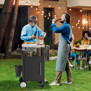 English Elm Outdoor Rolling Bbq Grill Station with Stainless Steel Top Cabinet and Tool Storage W3190P271486