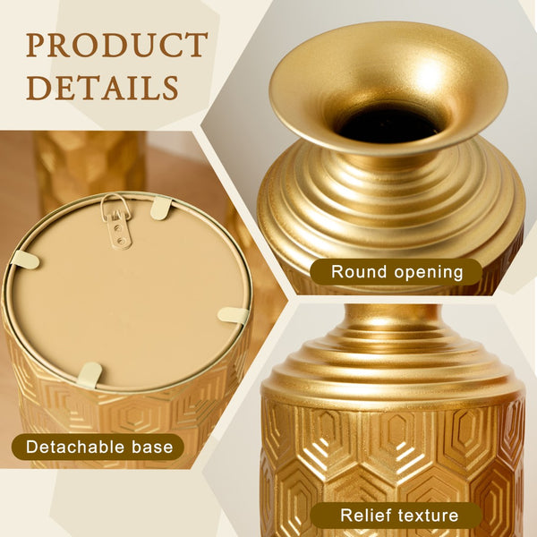 English Elm 39.4" Handcrafted Rattan-textured Pvc Tall Floor Vase Boho Entryway Sculptural Accent Gold W2796P446239