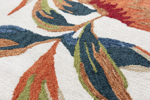 Alora Decor Mirage Hand-Tufted Floral Rug In Ivory With Tropical Ferns, Recycled Polyester, Soft Durable Comfort 8'9" x 11'9" 02302310400378919