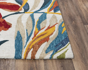 Alora Decor Mirage Hand-Tufted Floral Rug In Ivory With Tropical Ferns, Recycled Polyester, Soft Durable Comfort 8'9" x 11'9" 02302310400378919