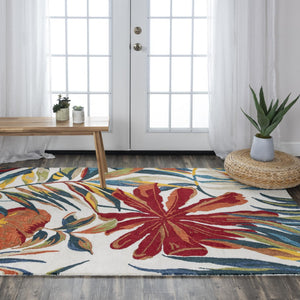 Alora Decor Mirage Hand-Tufted Floral Rug In Ivory With Tropical Ferns, Recycled Polyester, Soft Durable Comfort 8'9" x 11'9" 02302310400378919