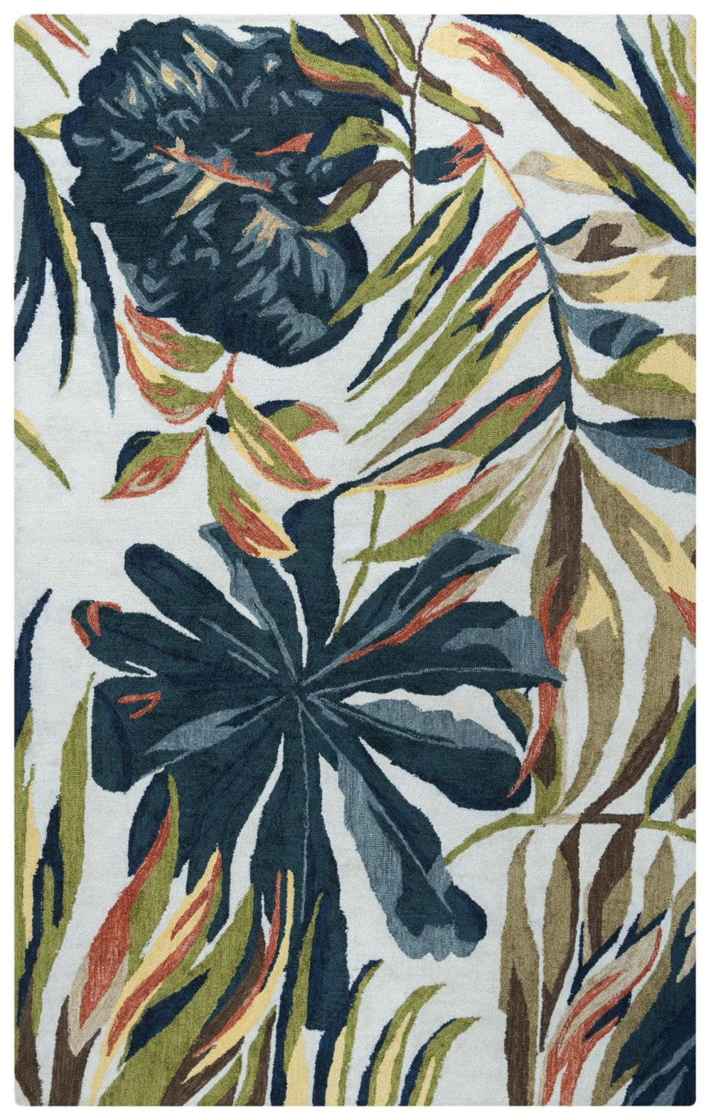 Alora Decor Mirage Hand-Tufted Tropical Floral Rug In Charcoal Gray With Apricot Accents — Plush Recycled Polyester 5' x 7'6" 02302310700040576