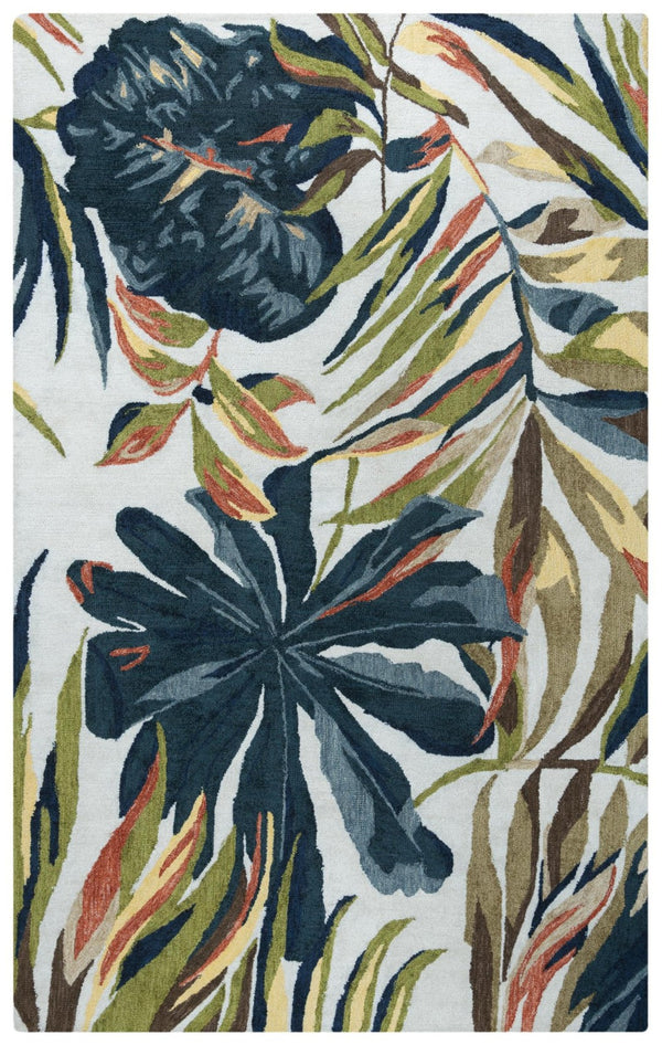 Alora Decor Mirage Hand-Tufted Tropical Floral Rug In Charcoal Gray With Apricot Accents — Plush Recycled Polyester 5' x 7'6" 02302310700040576
