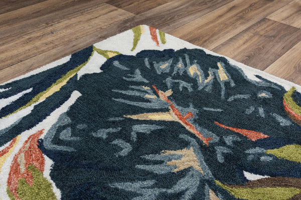 Alora Decor Mirage Hand-Tufted Tropical Floral Rug In Charcoal Gray With Apricot Accents — Plush Recycled Polyester 5' x 7'6" 02302310700040576