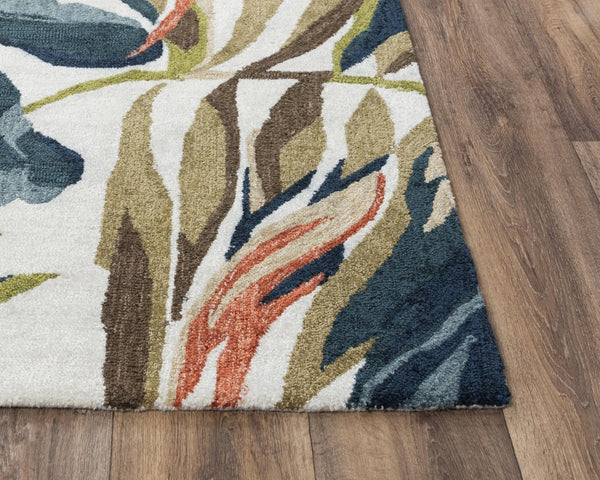Alora Decor Mirage Hand-Tufted Tropical Floral Rug In Charcoal Gray With Apricot Accents — Plush Recycled Polyester 5' x 7'6" 02302310700040576