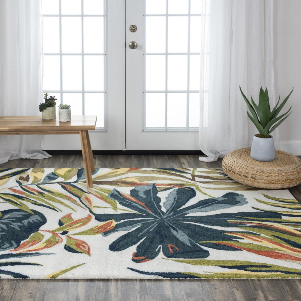 Alora Decor Mirage Hand-Tufted Tropical Floral Rug In Charcoal Gray With Apricot Accents — Plush Recycled Polyester 5' x 7'6" 02302310700040576