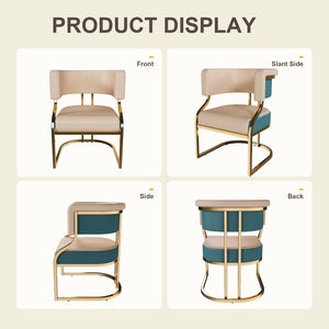 English Elm Modern Gold Iron Frame Pu Leather Armless Dining Chairs Ergonomic Cushioned Set W2699P430962