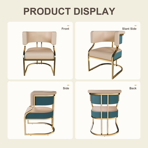 English Elm Modern Gold Iron Frame Pu Leather Armless Dining Chairs Ergonomic Cushioned Set W2699P430962