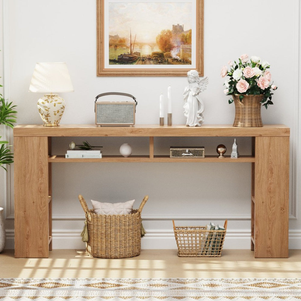 English Elm Xgz-stdcj-mu-zbb Wide Slab Entryway Console with Shelves and Built-in Charging Station W1550P330056