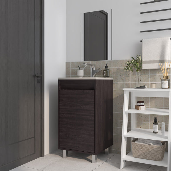 English Elm Saratoga Wenge Bathroom Cabinet with 2 Soft-Close Doors, Space-Saving 34.1"H x17.8"W x17.8"D, Scratch-Resistant B128P314813