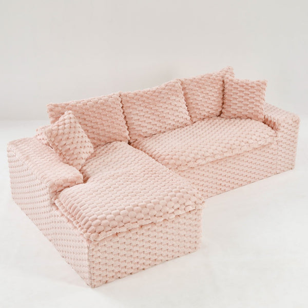 English Elm Pink Turtle Velvet Sofa: Convertible Chaise Lounge For Cozy Living, Seats 3 With Plush Comfort! W3371S00029-GIGA