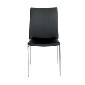EuroStyle Diana Leatherette Stacking Dining Chairs with Steel Legs for Modern Spaces Set of 2 Black 02348BLK-MP2