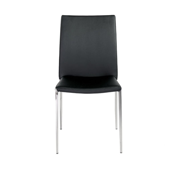 EuroStyle Diana Leatherette Stacking Dining Chairs with Steel Legs for Modern Spaces Set of 2 Black 02348BLK-MP2