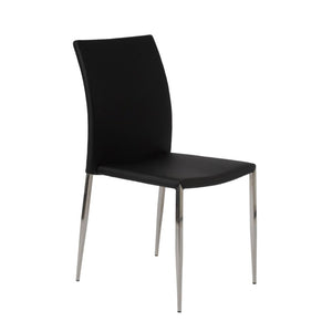 EuroStyle Diana Leatherette Stacking Dining Chairs with Steel Legs for Modern Spaces Set of 2 Black 02348BLK-MP2
