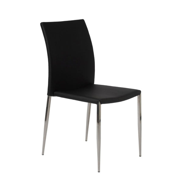 EuroStyle Diana Leatherette Stacking Dining Chairs with Steel Legs for Modern Spaces Set of 2 Black 02348BLK-MP2