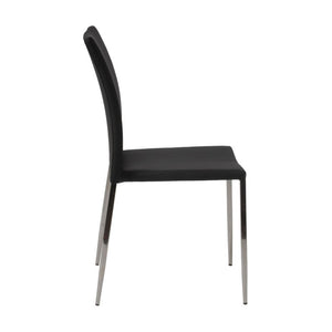 EuroStyle Diana Leatherette Stacking Dining Chairs with Steel Legs for Modern Spaces Set of 2 Black 02348BLK-MP2