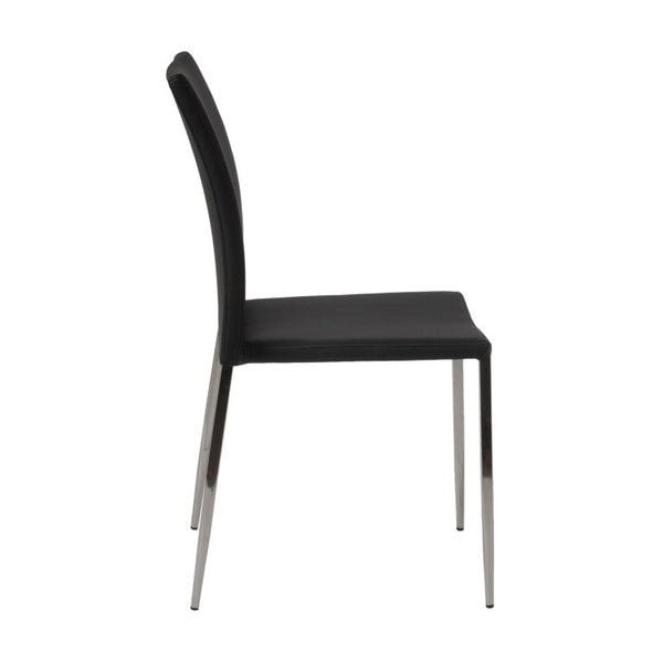 EuroStyle Diana Leatherette Stacking Dining Chairs with Steel Legs for Modern Spaces Set of 2 Black 02348BLK-MP2