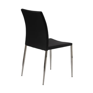 EuroStyle Diana Leatherette Stacking Dining Chairs with Steel Legs for Modern Spaces Set of 2 Black 02348BLK-MP2