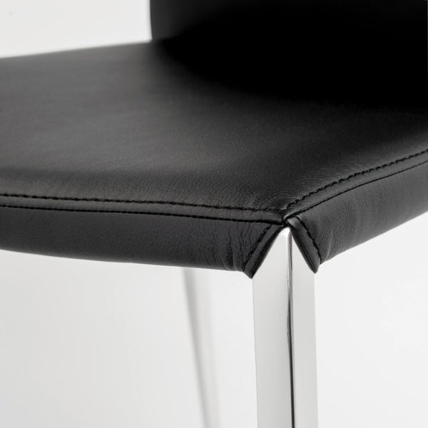 EuroStyle Diana Leatherette Stacking Dining Chairs with Steel Legs for Modern Spaces Set of 2 Black 02348BLK-MP2