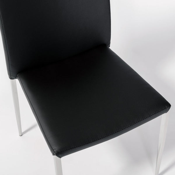 EuroStyle Diana Leatherette Stacking Dining Chairs with Steel Legs for Modern Spaces Set of 2 Black 02348BLK-MP2