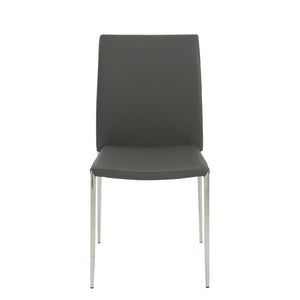 EuroStyle Diana Leatherette Stacking Dining Chairs with Steel Legs for Modern Spaces Set of 2 Gray 02348GRY-MP2