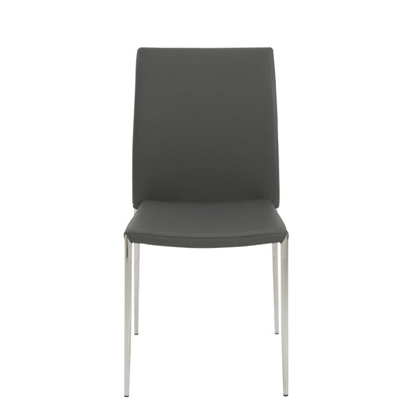 EuroStyle Diana Leatherette Stacking Dining Chairs with Steel Legs for Modern Spaces Set of 2 Gray 02348GRY-MP2
