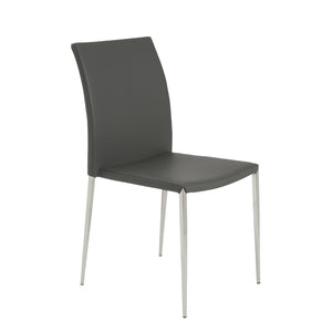 EuroStyle Diana Leatherette Stacking Dining Chairs with Steel Legs for Modern Spaces Set of 2 Gray 02348GRY-MP2