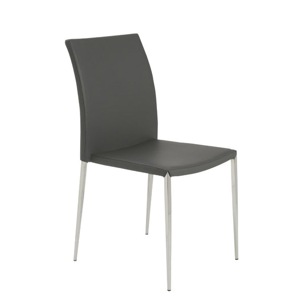 EuroStyle Diana Leatherette Stacking Dining Chairs with Steel Legs for Modern Spaces Set of 2 Gray 02348GRY-MP2